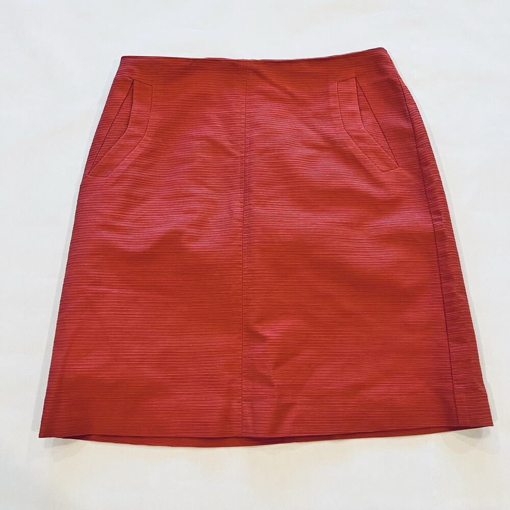 Ann Taylor Women's Size 2 Pencil Skirt Dark Pink/Red Ribbed - Picture 1 of 3
